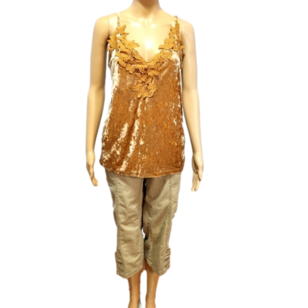 Gold velvet tank